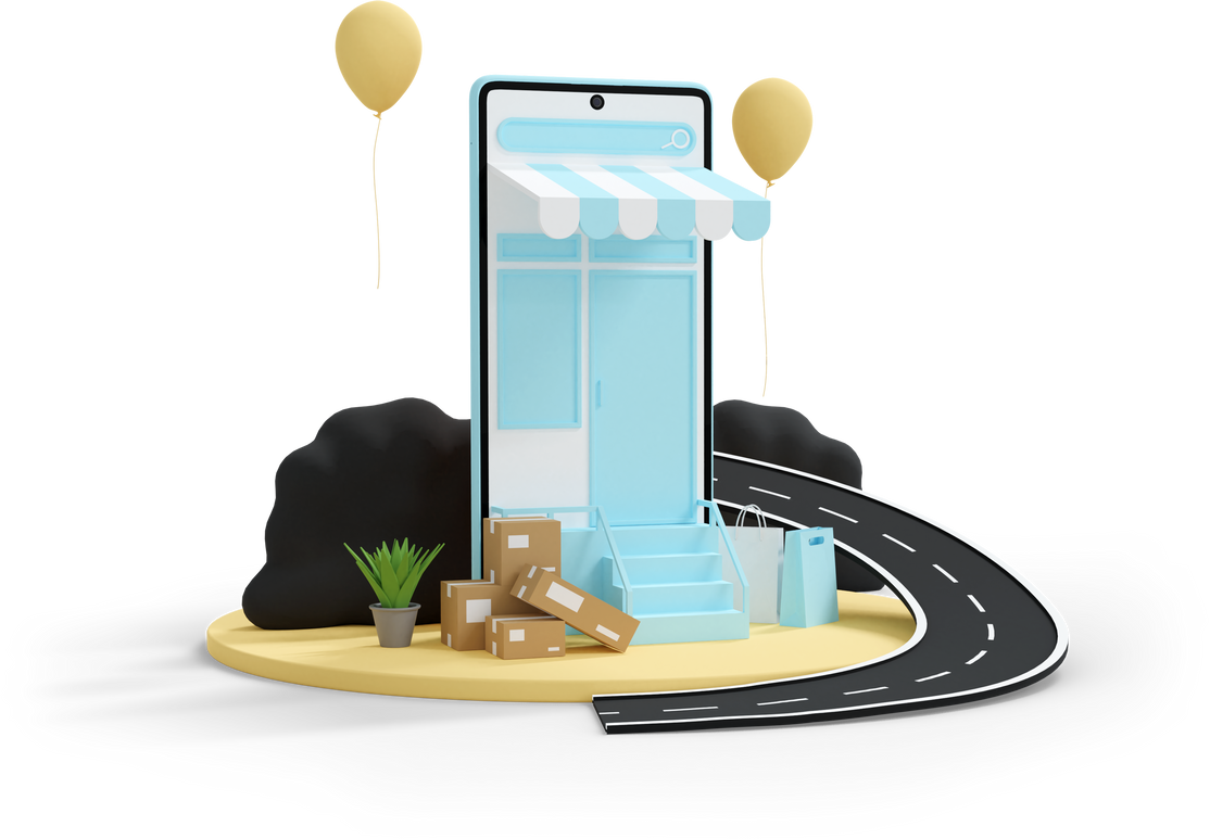 Online Shopping and Delivery Concept 3D Render